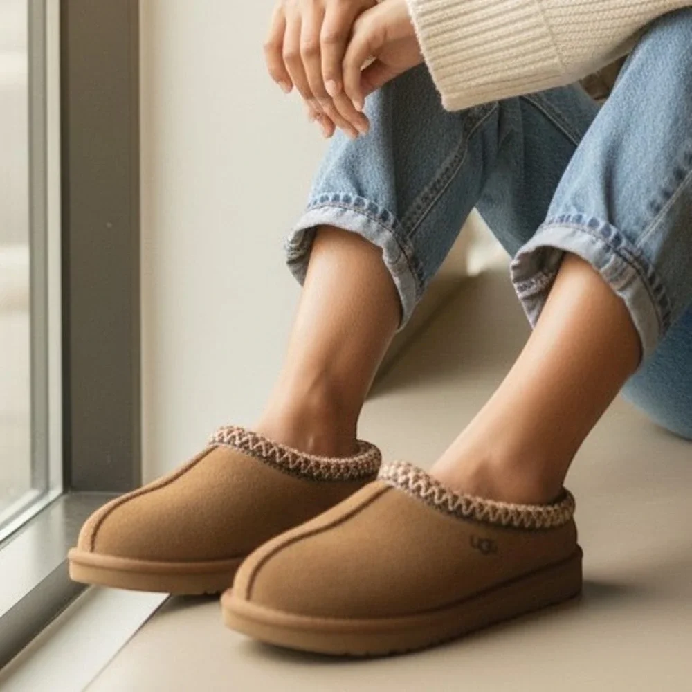 UGG Tasman Suede Slippers‎ Chestnut Brown Kids Size 13 1019066K